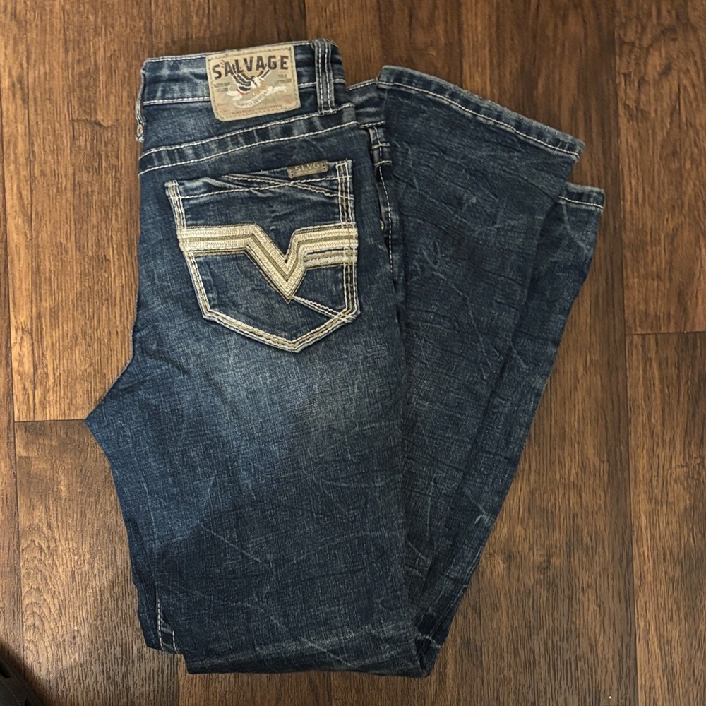 Salvage Men's Dark Blue Relaxed Jeans